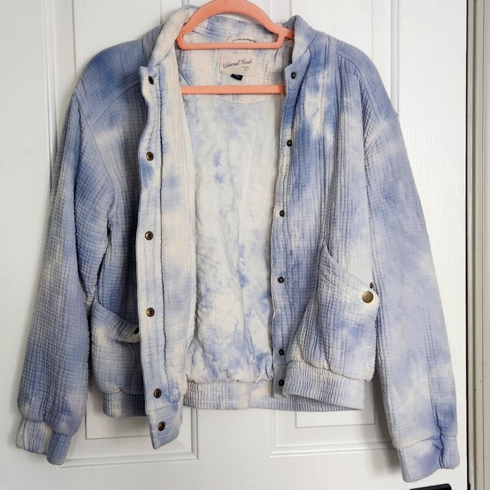 Universal Threads Goods Co.,  blue and white bomber jacket, Women's xs